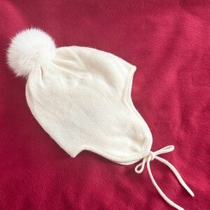 Yves Salomon Cream Knit Hat